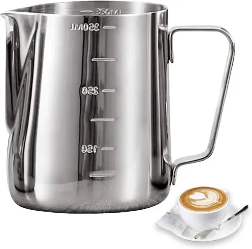 [URL-1] Stainless Steel Milk Frothing Pitcher Espresso Coffee Barista Craft Latte Cappuccino Milk Cream Cup Frothing Jug Pitcher 550ml